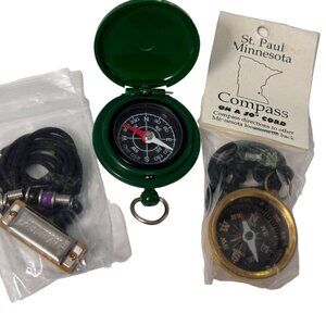 Vintage Compass & Harmonica Necklace Set New Funny Gag Gift Stocking Stuffer